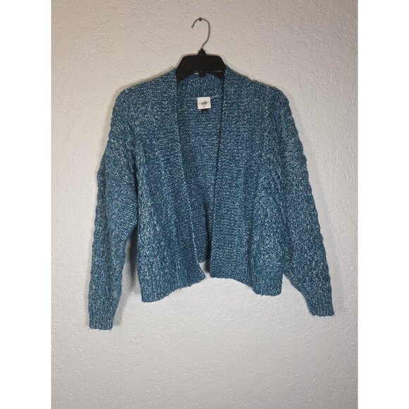 Cabi Blue Cable Knit Open Front Chunky Cardigan Sweater Size XS Cotton Blend - Picture 3 of 6